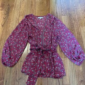 Max Studio Burgundy Floral Blouse